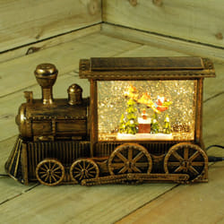 29cm Gold Water Spinner Christmas Train and with Santa Scene Decoration