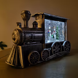 29cm Silver Indoor LED Glitter Water Spinner With Snowmen Scene Decoration