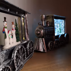 29cm Silver Indoor LED Glitter Water Spinner With Snowmen Scene Decoration