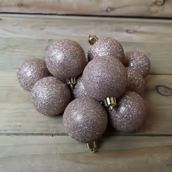 60mm Rose Gold Christmas Baubles | 24 Assorted | Shatterproof Tree Decorations