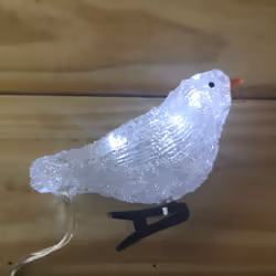 Premier Set Of 5 16cm Indoor/Outdoor Acrylic Birds With Clip White LEDs