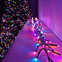 2000 LED 25m Premier Multi Action Christmas Cluster Timer Lights in Rainbow