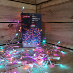 200 16m LED Premier Indoor / Outdoor Christmas Lights in Rainbow on Clear Wire