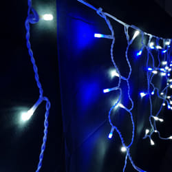 Premier Christmas 300 Frosted Icicle LED Lights - Blue & White 6m