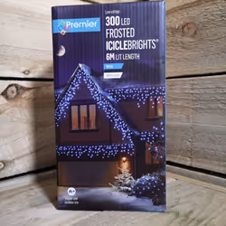 Premier Christmas 300 Frosted Icicle LED Lights - White 6m