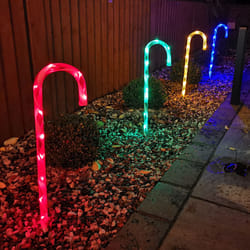 62cm Multi Coloured Christmas Candy Cane Garden Patio Illuminated Path Lights