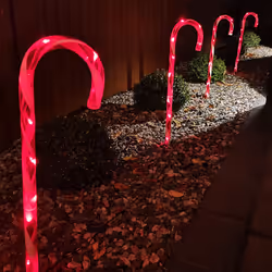 Premier Four Red Candy Cane illuminated Path Garden Patio Lights 62cm