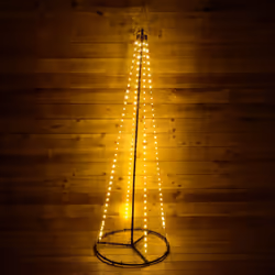 7ft (2.1m) Premier Christmas Outdoor Black Pin Wire LED Pyramid Maypole Tree in Warm & Cool White Mix
