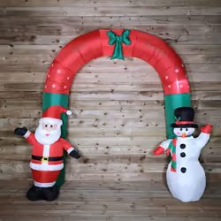 2.4M Inflatable Premier Christmas Arch Santa and Snowman Waving