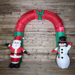 2.4M Inflatable Premier Christmas Arch Santa and Snowman Waving