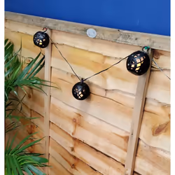10 Flickering Flame Lantern String Lights Solar Powered Warm White