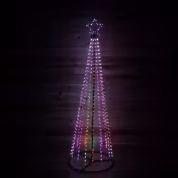 8ft (2.5m) Premier Christmas Outdoor Black Pin Wire LED Pyramid Maypole Tree in Rainbow