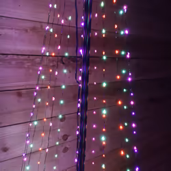 8ft (2.5m) Premier Christmas Outdoor Black Pin Wire LED Pyramid Maypole Tree in Rainbow