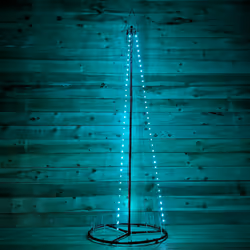 8ft (2.5m) Premier Christmas Outdoor Black Pin Wire LED Pyramid Maypole Tree in Rainbow