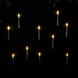 10pcs Premier 15cm Floating Silver Static Flicker Battery Candle with Remote Control in Warm White