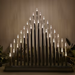 Premier 34cm Silver Lit Christmas Candlebridge with 33 Warm White LEDs