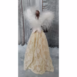 Christmas Angel Tree Topper Lace Dress Traditional Decoration 24cm