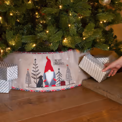 1.2m Hessian Tartan Nordic Gnome Gonk Novelty Christmas Tree Skirt Decoration