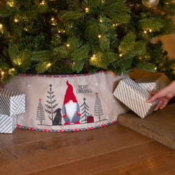 1.2m Hessian Tartan Nordic Gnome Gonk Novelty Christmas Tree Skirt Decoration