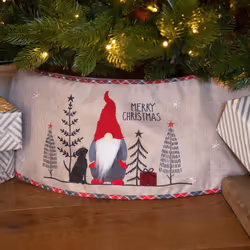 1.2m Hessian Tartan Nordic Gnome Gonk Novelty Christmas Tree Skirt Decoration