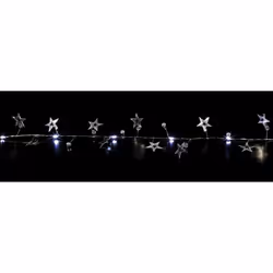 20 LED Silver Star Beaded Christmas Garland 1.9M White LED Light