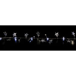 20 LED Silver Star Beaded Christmas Garland 1.9M White LED Light