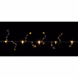 20 LED Gold Star Beaded Christmas Garland 1.9M Warm White Lights