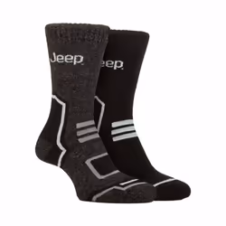 Jeep - Men's 2 Pack Tech Thermal Boot Socks | Chunky Winter Performance Socks - 6-11 UK, Black / Charcoal