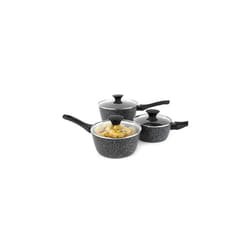 Salter BW05751S Megastone Collection Non-Stick Forged Aluminium 3 Piece Saucepan Set, 16/18/20cm, Silver