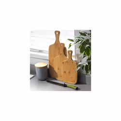 Salter BW06732 Bamboo Paddle Chopping Set, 3 Piece Boards, 30/35/45 cm, Strong & Durable, Protects Kitchen Worktops, Reversible, Ideal for Servin