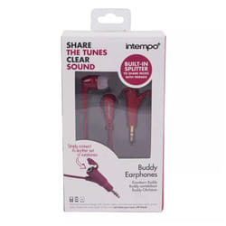 Intempo Buddy Earphones Built in Earphone Splitter 3.5mm EXTRA LOUD - Mulberry Burst Red