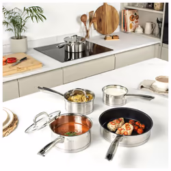 Salter Pan Set Fry Pan Saucepans 5 PC Set Timeless  Stainless Steel