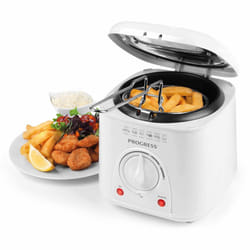 Progress 1L Compact 950W White Deep Fat Fryer with Removeable Basket Easy Clean