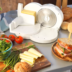 Progress EK3683P Compact Meat Slicer, Electric Food Cutter, 150 W, 3 Speed, 1-15mm Adjustable Cutting Thickness, Stainless Steel Blade, Thumb Guard, S