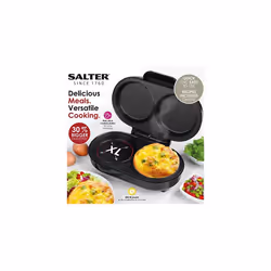 Salter EK4213S Extra Large Double Non-Stick Omelette Maker, 850W Duo Cook Healthy Snacks & Cakes, Easy Clean XL Plate, No Flip Egg Cooker, Make L