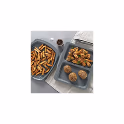 BW10737 Marblestone Split Dual Function Baking Tray, Non-Stick Oven Sheet, Carbon Steel Chip Tray, Perforated/Ridged for Crisping/Searing, PFOA-Free,