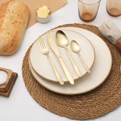 BW11396EU7 Gold Cutlery Set, Chiltern 16 Piece Stainless Steel Flatware Set for 4 People, Knife & Fork Silverware, Knives Forks Spoons, Brushed Finish