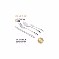 RH02221EU7 Cologne Cutlery Set â 16 Piece Tableware Set, 18/10 Stainless Steel Service for 4 People, Dishwasher Safe, Includes