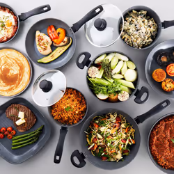 Russell Hobbs RH02814EU7 Metallic Marble Cooking Pan Set - Non-Stick 5 Piece Kitchen Cookware, 20/24cm Frying Pans, 16/18/20cm Saucepans