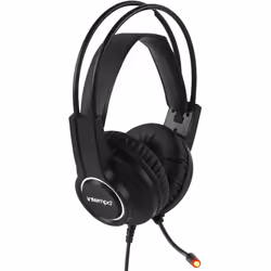 INTEMPO EE5800BLKSTKEU7 Quest Wired Over Ear Headphones Gaming Headset, LED Lights, Adjustable Mic, Cable Adapter Included Co ...