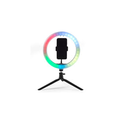 EE5977SBLKSTKEU7 Selfie Ring Light Tripod - with Phone Holder, 26cm Ring Light, LED Desktop Streaming Light, Metal Tripod with Fold Away Feet, Three