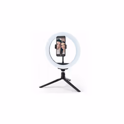 EE5977SBLKSTKEU7 Selfie Ring Light Tripod - with Phone Holder, 26cm Ring Light, LED Desktop Streaming Light, Metal Tripod with Fold Away Feet, Three