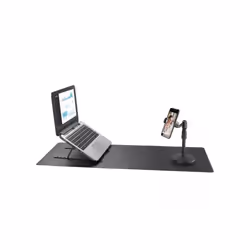 NTEMPO EE7166BLKSTKEU7 3-in-1 Kit, Compact Folding Laptop Riser 5 Levels, Extendable Phone Holder Desk Pad 80cm College/Schoo ...