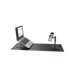 NTEMPO EE7166BLKSTKEU7 3-in-1 Kit, Compact Folding Laptop Riser 5 Levels, Extendable Phone Holder Desk Pad 80cm College/School Home Office Accessories