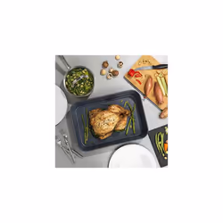 COMBO-7557A Roasting Pan & Cake Tin Set, Non-Stick Carbon Steel Oven Trays, Tall Deep Sides, PFOA-Free, Easy Clean, Cooking Set, Nightfall Stone