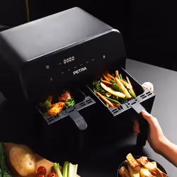 Petra Dual Air Fryer Double Drawer Non-Stick  6 Presets 7.4L 2400 W