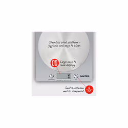 1036 SVSSDR Electronic Kitchen Scale - Disc Digital Weighing Scale, Spun Stainless Steel Platform, LCD Display, 5Kg Capacity, Battery Included, Add &