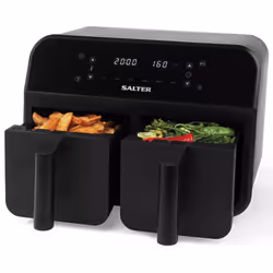 Salter EK4750BLK Dual Air Fryer - Double Drawer, 7.4L, 2400W - Black
