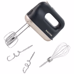 Salter EK5512BGRY Marino Hand Mixer â 250W Electric Whisk, 5 Speed, Stainless Steel Attachments, 2 Mixing Beaters, 2 Dough ...