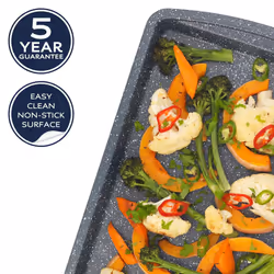 COMBO-8615A Nightfall Stone 38 cm Baking Tray Set - Set of 3 Non-Stick Oven Tray, Oven Safe Up to 220C, Oven Sheet for Biscuits, Cookies & Chips,
